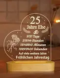 Hochzeitstag Geschenke für Frauen, 3d Illusion Lamp Ich liebe dich Nachtlicht romantischer Text mit glücklichem Jubiläumsgeschenk für Frau Ehemann Süßes Valentinstag Geschenk (25th)