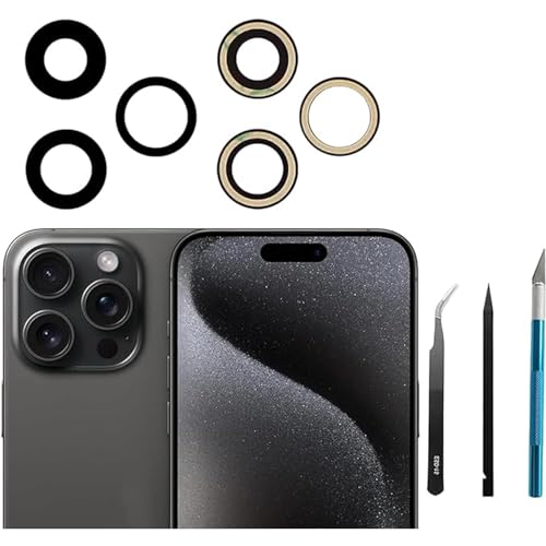 3pcs/Set 15 Pro Max Rückkamera-Glaslinse Ersatz für iPhone 15 Pro Max Back Rück Kamera Glas Linse Ersatz mit Reparatur-Werkzeug-Kit, Anti-Linse Kratzer & wasserdicht