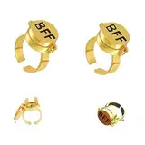 Yoimckay 2 Stück Bff Ring Anime Cartoon Design, Süßes BFF Ring, Einstellbar Offene Kappe Ring, Schmuckgeschenke Für Frauen Mädchen, Gedenkgeschenk Für Besten Freund