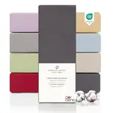 DarBene Spannbettlaken 140x200x30 Premium, Jersey 100% gekämmte Premium Baumwolle, atmungsaktiv, superweiches Bettlaken bis 30 cm Matratzenhöhe, Oeko-TEX, Anthrazit