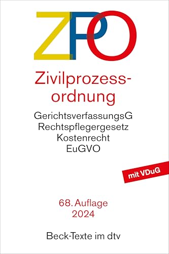 Zivilprozessordnung: mit Einführungsgesetz, Unterlassungsklagengesetz, Schuldnerverzeichnisführungsverordnung, Gerichtsverfassungsgesetz mit ... Gerichtskostengesetz (Beck-Texte im dtv)