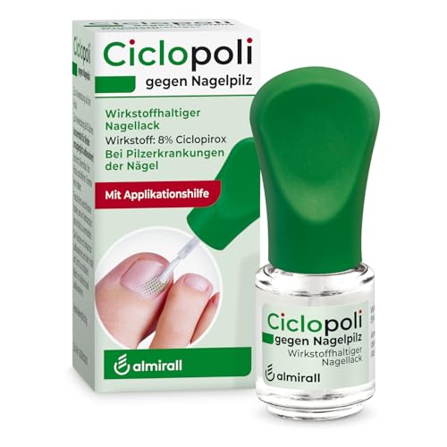 Ciclopoli gegen Nagelpilz, bei Pilzerkrankungen der Nägel, Anti-Pilz-Nagellack mit bewährtem Wirkstoff Ciclopirox und Tiefwirk-Effekt, nur 1x täglich auftragen, mit Applikationshilfe, 6.6 ml