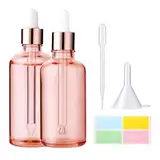 Hyber&Cara Pipettenflaschen mit Glas Pipette 2 x 100ml Roségold Glasflaschen Apothekerflaschen mit Tropfenpipette für ätherische Öle, Parfümöle, Flüssigfarbstoffen Aromatherapie -Mischungen