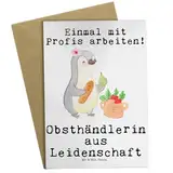 Mr. & Mrs. Panda Grußkarte Obsthändlerin Leidenschaft - Geschenk, Ansichtskarten, Rente, Obst- und Gemüsehändlerin, Glückwunschkarte, Schenken,