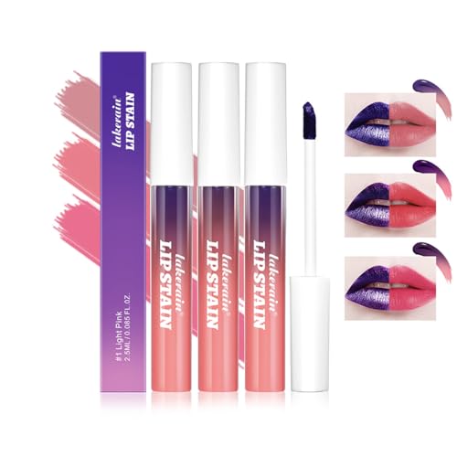 Pakivs 3Pcs Peel Off Lip Stain Lip Tint Set,Langlebiger Peel Off Matter Lipgloss,Matte Liquid Lippenstift Nude Lip Gloss Wasserdichter Lip Tint Fleck Antihaft Cup Peel Off Lippenstift für Frauen