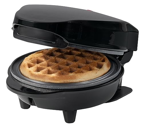 Bestron Mini-Waffeleisen für klassische Waffeln, kleiner Waffelmaker mit Antihaftbeschichtung, für Kindergeburtstage, Familienfeiern, Ostern oder Weihnachten, 550 Watt, Farbe: Schwarz