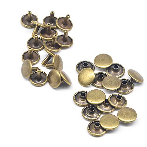 Trimming Shop Nieten mit doppelter Kappe, röhrenförmige Metallnieten für die Reparatur und den Austausch von Kleidung, zum Nähen, Lederhandwerk, für DIY-Projekte, 10 mm x 9 mm, Bronze, 100 Sets