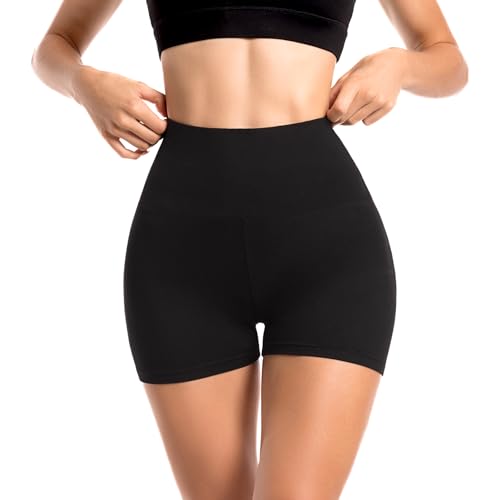 Sanpetix Sports Shorts Damen, High Waist Blickdicht Leggings Shorts für Damen Schwarz 1 Pack LXL