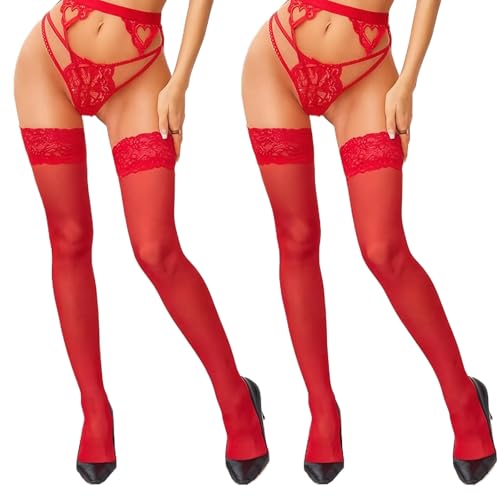 2 PCS Halterlose Strümpfe für Damen,Verführerische Halterlose Strümpfe Damen Sexy für Damen,Strapsstrümpfe&Strumpfhalter mit Rutschfestem Silikon,Strümpfe Damen Halterlos für Sinnliche Momente