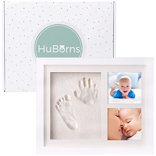 HuBorns - Baby Handabdruck und Fußabdruck - Bilderrahmen für Fuß und Handabdruck, Set Gipsabdruck Baby - Erinnerung für Immer und als Dekoration des Kinderzimmers