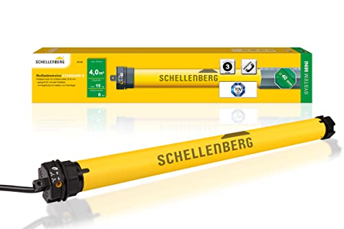 Schellenberg 20106 Rolladenmotor Mini Standard 6 Nm, mechanische Endlageneinstellung, Rohrmotor für 40 mm Welle, bis 4 m² Rollladenfläche, Set inkl. Wandlager