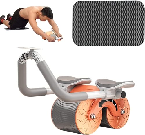 Umikk Bauchroller Bauchmuskeltrainer, AB Wheel Roller Mit Kniepolstermatte, 4D Bauchübungsrolle mit Ellbogenunterstützung Training Geräte, Mit Stabilen Doppelrädern