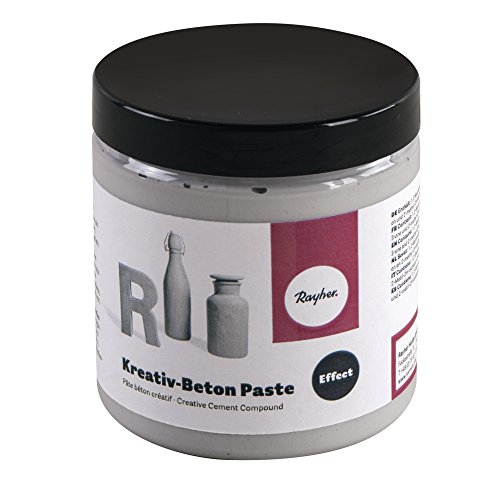 Rayher 34329000 Kreativ-Beton Paste, Dose 250 ml, Betongrau, auf Wasserbasis, Betonpaste für innen und außen, 0.71 x 0.71 x 0.8 cm