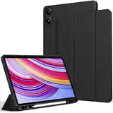 EasyAcc Hülle für Redmi Pad Pro 12.1 / Xiaomi Poco Pad 12.1 mit Stifthalter 2024, Ultradünne Schutzhülle aus TPU mit Standfunktion (Schwarz)