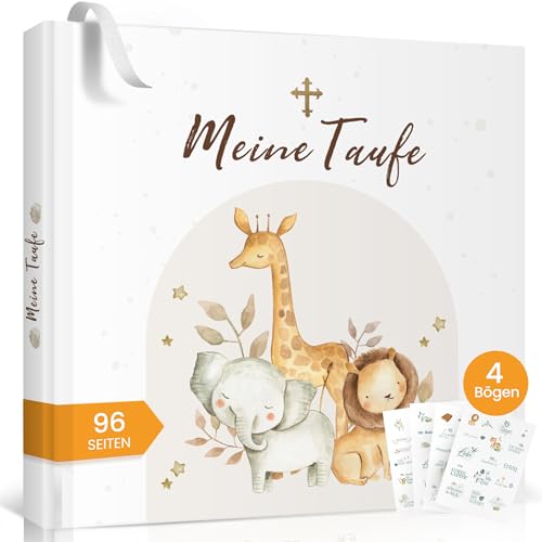 Taufgeschenk für Mädchen Junge Patenkind Gästebuch Meine Taufe Taufbuch mit Aufkleber Taufalbum hochwertiges Erinnerungsbuch, Gästebuch taufe zum Ausfüllen für Glückwünsche Fotos Gästebild taufe Deko