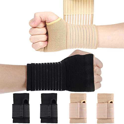 XOPOZON 4 Stück Elastische Handgelenkbandage Handbandage mit Klettverschluss für Sport und Alltag, Zur Linderung von Tendinitis Arthritis Schmerzen im Karpaltunnel Unterstützung für Verstauchungen