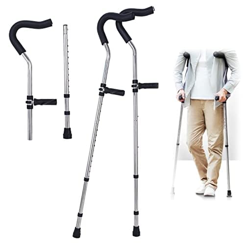 Unterarmgehstützen – Faltbarer Edelstahl mit bequemen Pads und ergonomischen Griffen – medizinische Hilfe für Erwachsene 155–175 cm (Höhe 155–175 cm)