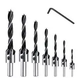 Pfloge® 7 Pcs HSS 5 Flute Senker Bohrer Set Screwdriver Reibahle Holzverarbeitung Countersink Drill Werkzeug, 3-10mm