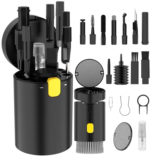 VICHYIE 20 in 1 Tastatur Reinigungsset mit Bürste, Kopfhörer Reinigungsset für AirPods 1/2/3/Pro, PC Reinigungsset Zubehör für Laptop, Handys, Tastatur, Ohrhörer, Kamera (Schwarz)