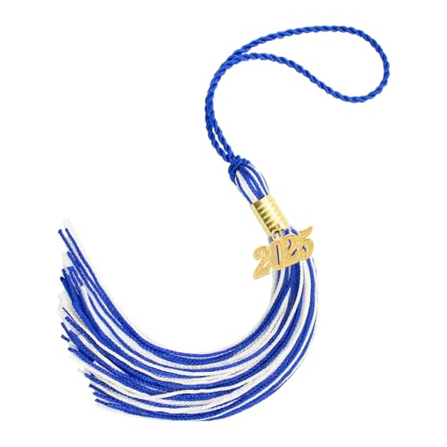 Quasten 2025,Abschluss Quaste,Graduation Quasten 2025,Quasten Anhänger Tassels,2025 Graduation Quaste Mit Gold Charm Dekorationen Für Graduation Hat Doktorhut,Quasten Blau,Weiß
