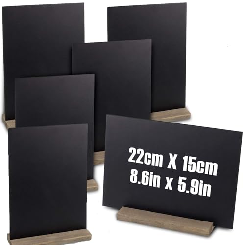 WAIZHIUA 6 Stück Schiefertafel Zum Beschriften 22 x 15 cm, Mini-Tafel mit Ständer Doppelseitige Kleine Tafel Menü-Kreidetafel für Kneipen