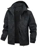 PADOLA Herren Jacke Herren Übergangsjacke Wasserdichte Regenjacke Windbreaker Windjacke Camouflage Softshelljacke Bomberjacke leichte Sommerjacke (6288 Schwarz 3XL)