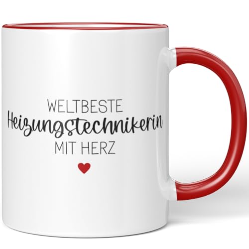 JUNIWORDS Tasse, Weltbeste Heizungstechnikerin, Rot (6682320)