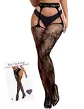 ohyeahlady Strumpfhosen Damen Große Größen Sexy Strapsstrümpfe Schwarz Strümpfe Strapse Dessous Spitze Strumpfhalter Übergroße Elastisch Socken Strapsstrumpfhose Schwarz,3XL-5XL