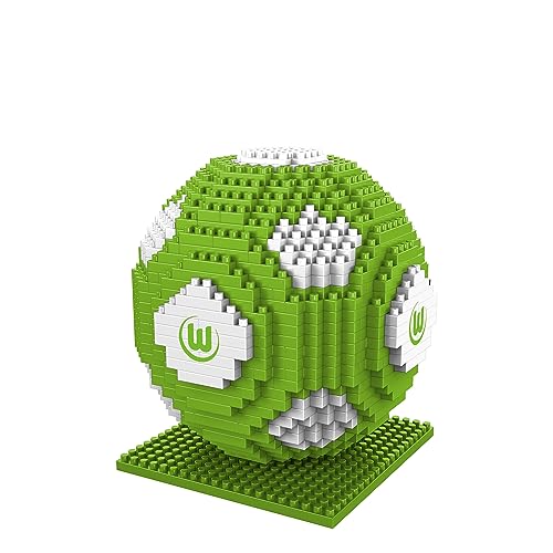 FOCO Offizielles Lizenzprodukt VFL Wolfsburg BRXLZ-Steine 3D-Fußball BAU-Set +12 YO bricks