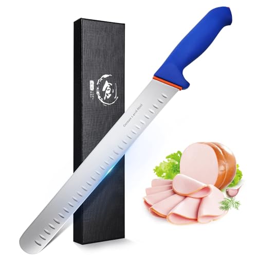 DRAGON RIOT Schinkenmesser extrem Scharf, Fleischmesser profi Messer, Metzgermesser mit rutschfestem Griff, Tranchiermesser 30cm Küchenmesser für Schinken, Grillmesser für Fleisch und BBQ