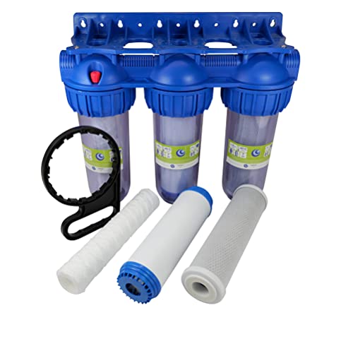 3-Stufen tropfdichtes Vorfilter System Wasserfilter 3/4 Zoll IG für Wasserversorgung Haus/Gartenpumpen, Hauswasserwerk