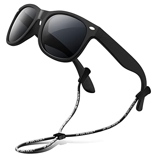 RIVBOS Kinder polarisierte Sonnenbrille mit Riemen Brillengläser Schattierungen für Jungen Mädchen und Kinder RBK004