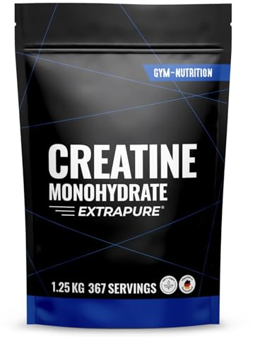 Creatine Monohydrat Pulver 1,25kg / 1250g - Ultra Reines Kreatin Monohydrat mit Vitamin B6 - Optimal Hochdosiert - Extrapure Creatin Monohydrat - Creatin Pulver Monohydrate - Vegan Jahresvorrat