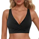 Bikinioberteile Für Damen Push Up Rückenfreies-Oberteil Bikini Oberteil Große Brüste Wickeloptik Lace Up Bikini Top V Ausschnitt Badeanzug Top Sommer Strand Bikini Top Swimsuit Oberteil