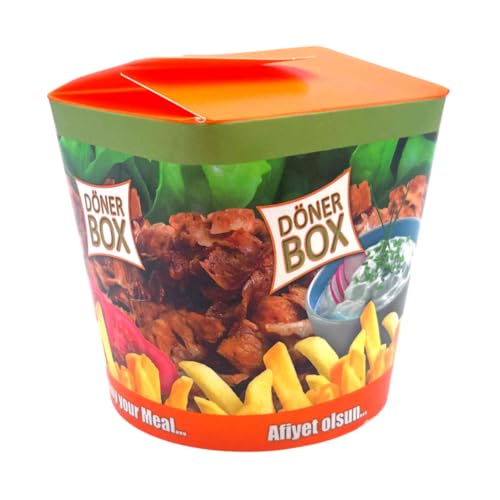 Dönerbox (500 Stück) Faltbox - Pomdöner boxen - Döner Box Food to go - 750 ml - 26 oz (Dönerbox)