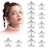 Kisvic Stern Haarspangen, 12 Stücke Rutschfeste Silber Star Hair Clip, Schnappverschluss y2k Accessoires Haarschmuck, Mini Metall Pentagramm Kopfbedeckungen für Kinder, Mädchen und Madame