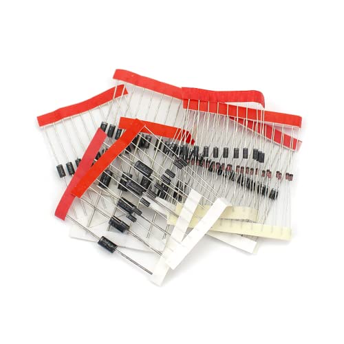 DollaTek diode Satz von 100 Stück 8 Werte Gleichrichterdioden Beutel Sortimentskit für Arduino (25 x 1N4148, 25 x 1N4007, 10 x 1N5819, 10 x 1N5399, 10 x FR107, 10 x FR207, 5 x 1N5408, 5 x 1N5822)