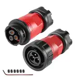 CNLINKO YM-20 3-poliger Schraubverbinder mit IP68 Wasserdichter Rundsteckverbinder, PBT-Kunststoffgehäuse Schnellsteck-Aviation-Stecker, M20 Stecker männlich/weiblich (3-polig mit Schraubverbindung)
