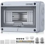 EYPINS Verteilerkasten Aufputz 1-Reihig 8 Module, Kleinverteiler IP65 Feuchtraum Sicherungskasten Aufputz, Unterverteilung Aufputz mit umlaufender Dichtung für Garten oder Außenbereichen