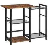 HOOBRO Küchenregal, Bäckerregal stehend, Standregal,Mikrowellen-Regal, Mikrowellenständer, Kaffee-Bar-Station, für kleine Räume, Küche, Esszimmer, rustikales Braun und Schwarz EBF15HB01