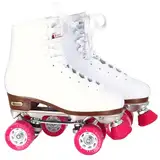 CHICAGO Skates Premium weiße Quad-Rollschuhe für Damen, Anfänger, klassisches, verstellbares High-Top-Design für Indoor- oder Outdoor-Skates und Roller Derby