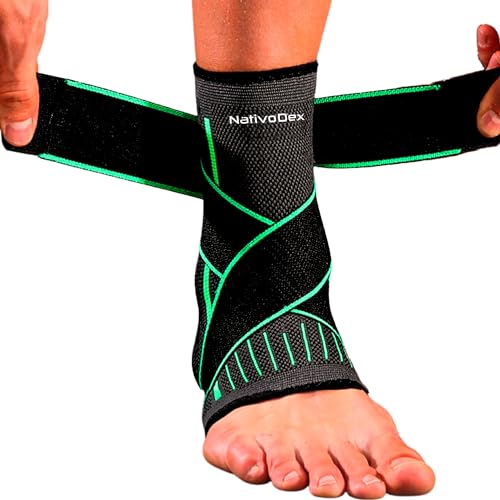 NativoDex Sprunggelenkbandage - Verstellbare Knöchelbandage für Plantarfasziitis & Achillessehne - Stabilisierung & Schutz von Knöchel & Fußgelenk - Atmungsaktiv - Orthopädische Fußbandage