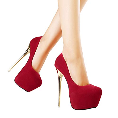 HOMDREAM High Heels 16CM High Heels Plus Size Sexy Pole Dance Schuhe Cosplay Sexy Männer Und Frauen,Red-45