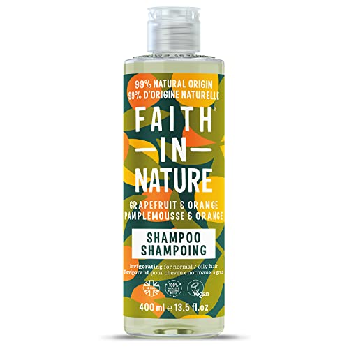 Faith In Nature Natürliches Grapefruit-Orangen-Shampoo, Belebend, Vegan und Frei von Tierversuchen, Ohne SLS Oder Parabene, Für Normales bis Fettiges Haar, 400ml