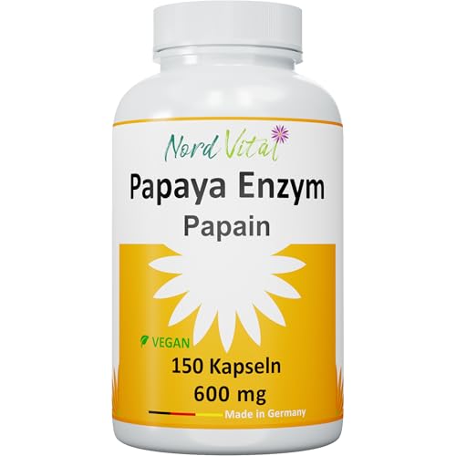 NEU! Nord Vital Papaya Enzym - 150 Kapseln - ULTRA-HOCH PAPAIN-ENZYMAKTIVITÄT - Vegan - natürliches Enzym aus Papaya-Extrakt - deutsche Produktion