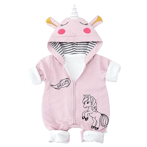 WYTbaby Baby Overall Winter Schneeanzug Baby Dinosaurie Fleece Strampler Wärmer Winter Overall Jumpsuit für Jungen Mädchen 12-18 Monate