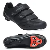 FOTGOAT Herren Fahrradschuhe für Damen, Rennradschuhe mit Stollen Kompatibel mit Peloton SPD ARC Look Delta Cleats, Unisex Fahrrad REIT Spin Schuhe Drinnen, Rennrad Schuhe Draussen Black EU 39