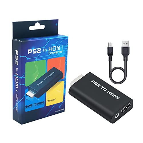 Mcbazel PS2 Audio/Video-Adapter auf HDMI-Konverter mit 3,5-mm-Audioausgang für HDTV-HDMI-Monitor