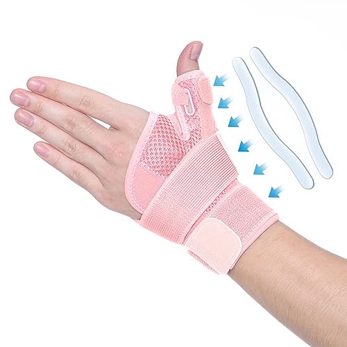 FITTOO Handgelenkband mit Metallschiene für Daumen Finger Daumen Hand Unterstützung für Arthritis Tendonitis Karpaltunnel Schmerzlinderung und Daumen Verstauchung (1, Rosa Farbe)