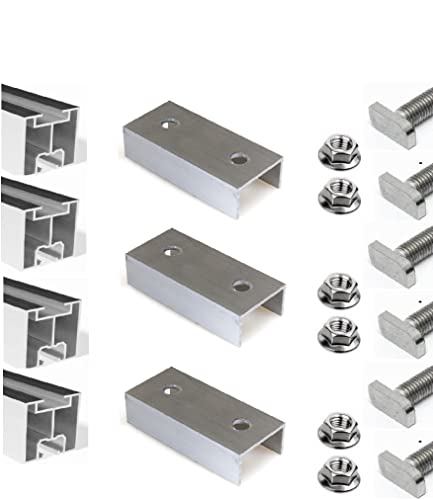 NAKA Aluprofil-Set 40x40 PV 4x 110 cm Solarpanele ALU | Photovoltaik Montageschiene PV-Anlage | Aluminiumprofil zur Montage von Solaranlagen | Systemprofil Typ T Montageprofil 40 x 40 mm 4,4 m